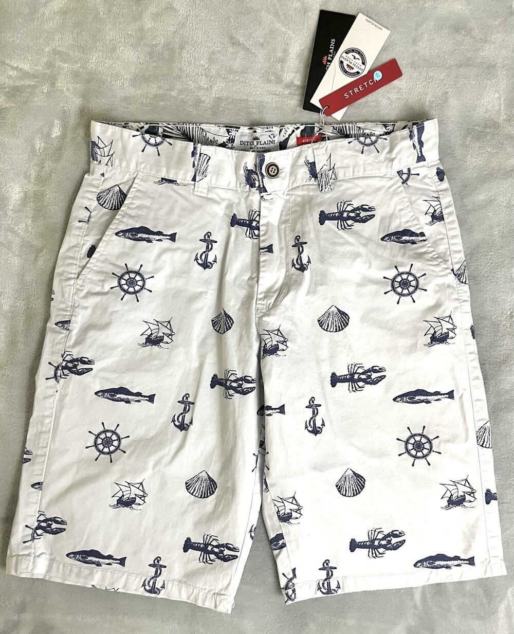 Ditch Plains Mens Size 32 Preppy Nautical Sailing Print Lightweight Canvas Short